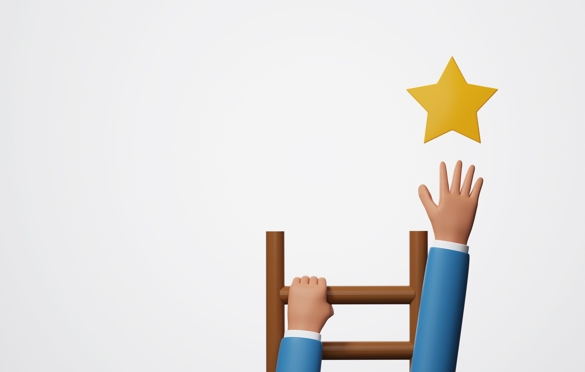 Businessman climb up ladder steps to success or outstanding employee position reward and motivation concepts